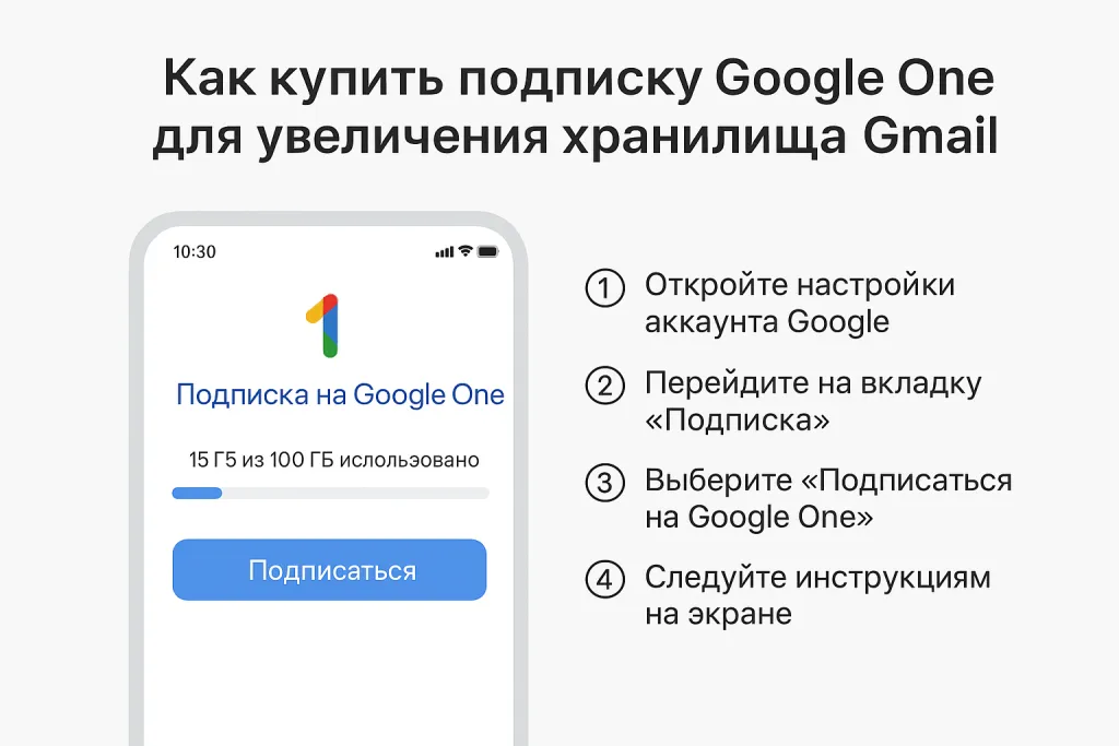Как купить подписку Google One для увеличения хранилища в Gmail